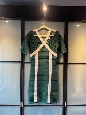 Hot Miami Styles Green Bodycon Dress with silver sparkly Contrast Straps